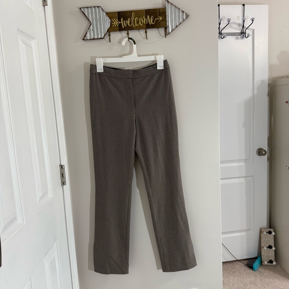 Aritzia Babaton Navy and Brown Houndstooth and Cream Trousers